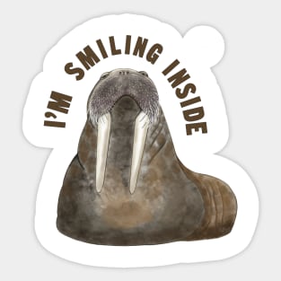 Smiling Inside Grumpy Walrus Sticker